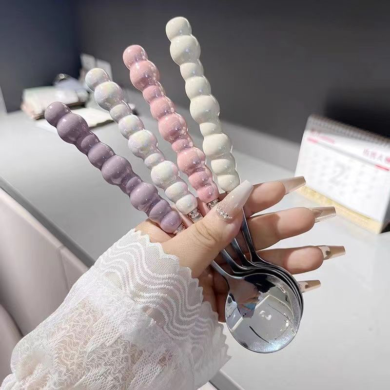Quirky Kitchen Gadgets - Sendok gagang mutiara baja tahan karat,