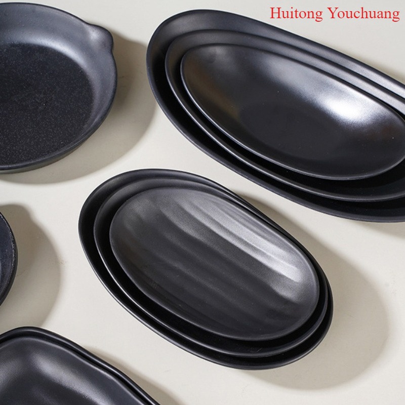 Kitchen Gadgets Needed - 1 Buah Nampan Multifungsi Oval Hitam