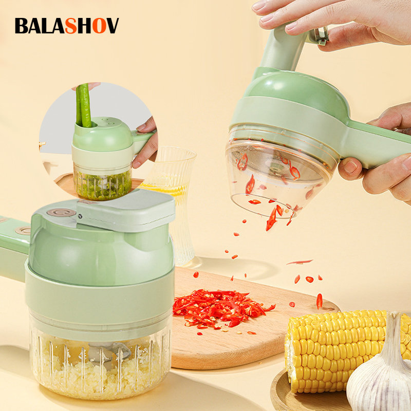 Kitchen Gadgets Machine - Set Pemotong Sayur Elektrik 4In1 Mesin