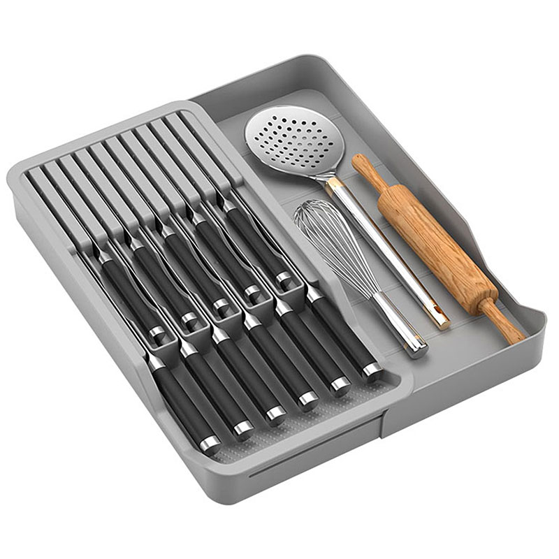 Kitchen Gadgets Hacks - Pegangan blok pisau, dengan nampan penyimpanan